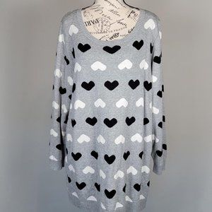 Charter Club Grey/Black/White Hearts Sweatshirt